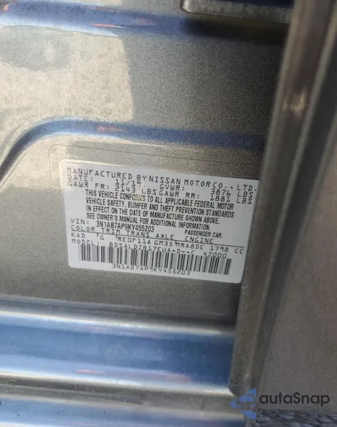 2019 Nissan Sentra S из США, поврежденный, VIN 3N1AB7AP9KY455203